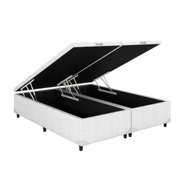 Imagem de Baú Queen Bipartido Corino Branco 158x198 Blindado