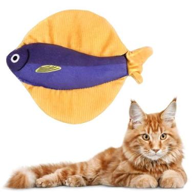 Imagem de Brinquedo Para Gatos Pelúcia Modelo Peixe Com Apito Interativo - Pelúc