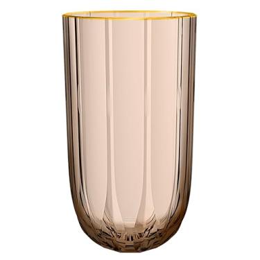 Imagem de Jogo de 6 copos altos Refinatto em cristal ecológico com borda dourada 400ml A13,5cm caramelo