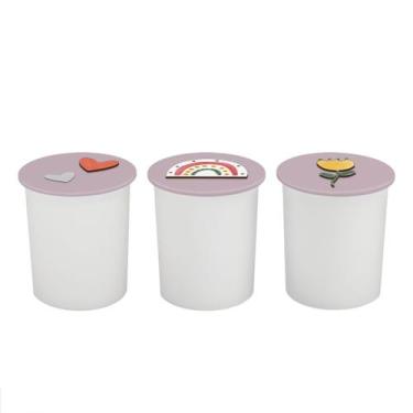 Imagem de Trio de Potes Kit Higiene Bebê Quarto Sunshine Arco Íris - Neném na Nu