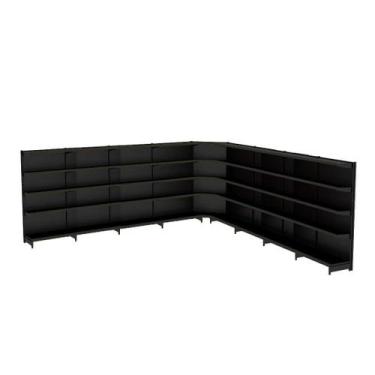 Imagem de Gondola Parede 196 Amapa Flex Kit 8 Metros 1 Canto Preto SPE - Amapá