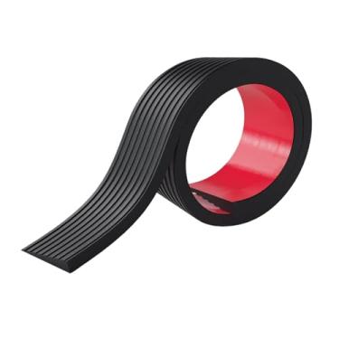 Imagem de OIIBWQ Rampa de Soleira de Porta, Rampa de Piso para Ladrilhos, Acessórios de PVC, Cunha de Degrau de Porta Antiderrapante para Degraus de Banheiro E, Preto