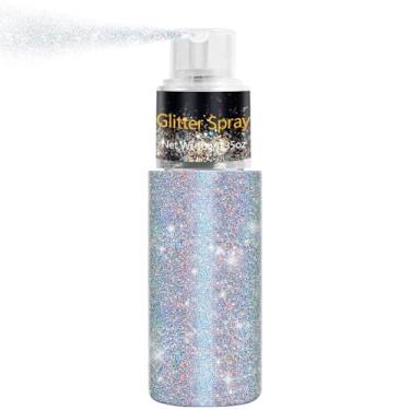 Imagem de Meilury Spray De Glitter Para Cabelo E Corpo, Pó Iluminador Holográfico, Brilhante Roupas Rosto, Solto Com Brilho, Acessórios Festivais, Raves Bailes, 10G (07# Rainy-Rainbow)