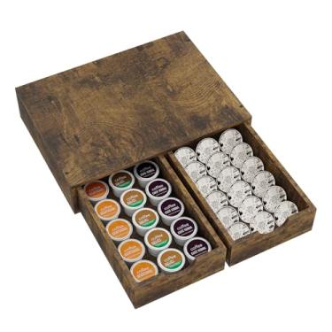 Imagem de Simple Trending Organizador de copos K Suporte de cápsulas de café, gaveta de armazenamento de cápsulas K de madeira, suporte para máquina de café, capacidade para 30 cápsulas
