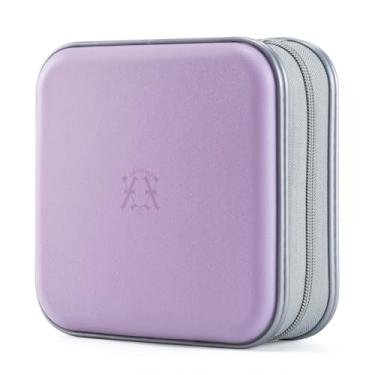 Imagem de alavisxf xx Estojo Para Cd, De Plástico Rígido Dvd Com Capacidade 48 Unidades, Suporte Portátil Zíper, Grande Bolsa Tipo Carteira Armazenamento Discos, Carro, Casa E Viagem (Lavanda, Capacidade)