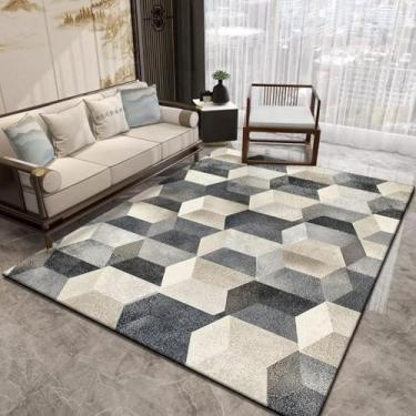 Imagem de Tapetes com estampa geométrica para sala de estar, abstrato, para sofá, quarto, tatame, macio (3,2 x 5,2 pés (100 x 160 cm)/flanela-1)