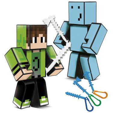 Imagem de Boneco Minecraft Kit Youtubers Cadres E Problems 35cm 2un - Algazarra