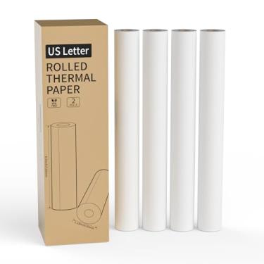 Imagem de InpourPack Papel para impressora térmica 21 x 28 cm, papel térmico de secagem rápida, compatível com impressora térmica PD-A4, 4 rolos/100 folhas