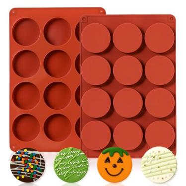 Imagem de Fimary Oreo Moldes de silicone 2 peças, molde cilíndrico de 12 cavidades para biscoitos Oreos coberto de chocolate, molde de cozimento para Oreo, chocolate, biscoito, doces, mini bolo, geleia