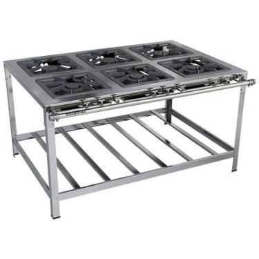 Imagem de Fogão Industrial Stori Premium 6 Bocas 40x40 M15 Aço Inox 430 Metalmaq Fogão Baixa Pressão
