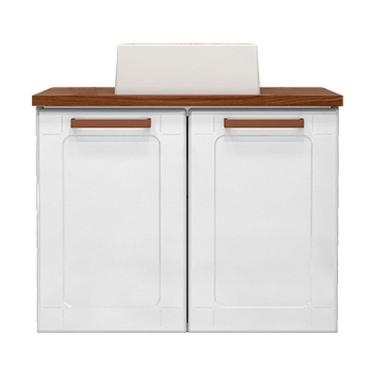 Imagem de Balcão Gabinete Com Cuba Para Banheiro 2 Portas Branco - Bertolini