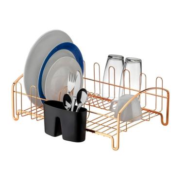 Imagem de Escorredor Louça Prato Copos Porta Talheres Bancada Pia Cozinha Rose Gold - 1681RG Future