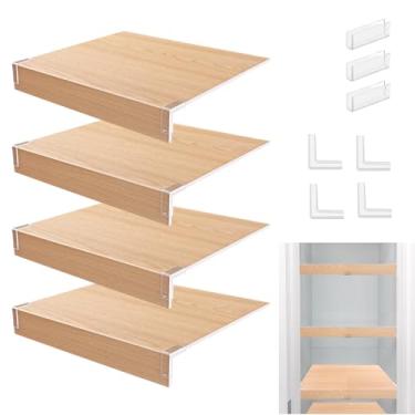 Imagem de CroBlissful 4 capas de prateleira de arame de PVC de 30,5 x 35,5 cm, ajustáveis para despensa, forros de prateleira removíveis, prateleiras de armário, decoração, sem madeira, com 2 clipes de acrílico