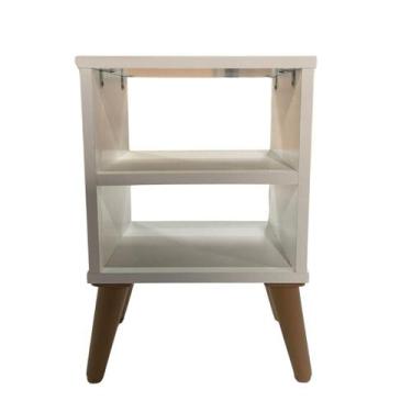Imagem de Mesa de Cabeceira Nicho Quarto Casal Retro Pés Reguláveis - Digo.Casa