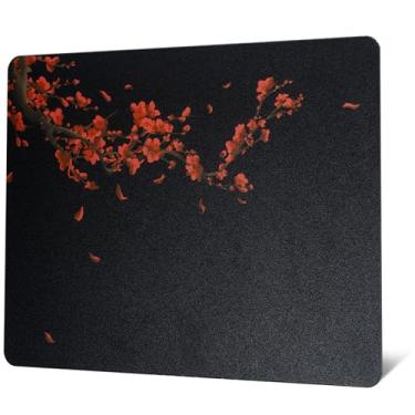 Imagem de Mouse pad de vidro para jogos, mouse pad rígido com flores de ameixa preta para jogos, tapete de mouse grande profissional 410 mm x 310 mm, superfície de vidro especial com precisão e velocidade