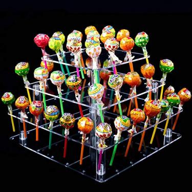 Imagem de Suporte para bolo de acrílico KINJOEK Lollipop com 4 camadas, Clear, 56 Holes