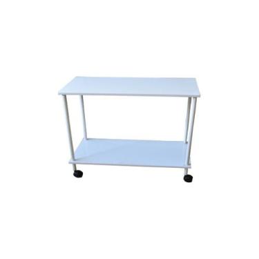 Imagem de Mesa Auxiliar 2 Prateleiras Com Rodízio Esmaltada 80cm - Metal Solutio