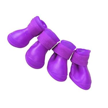 Imagem de ZJchao Sapatos de Cachorro, 4 PCs Dog Silicone Boot Skid Protop Soft Dog Rain Sapatos de Cachorro Botas Botas de Calçados Ao Ar Livre Botas de Chuva de Cachorro Com Uma Sola de Cachorro (S)