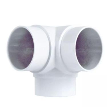 Imagem de Cotovelo Triplo Branco Tubo 2' De Corrimão Guarda Corpo - T&M