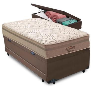 Imagem de Bicama Baú Marrom Colchão Los Angeles Molas V-Tech Solteiro