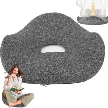 Imagem de Almofada Ortopedica Ergonomica Cadeira Lombar Coccix Coluna Alivia Dor
