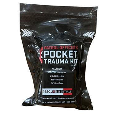 Imagem de Kit de bolso para trauma, IFAK para controle de sangramento, selado a vácuo com entalhes de rasgo, compacto com torniquete SWATT e curativo dobrável em Z da Rescue Essentials