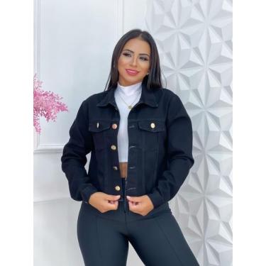 Imagem de Jaqueta feminina /sarja brim preto - Pinkglamour , Preto, M 38