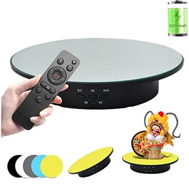 Imagem de Qinmay Suporte De Exibição Giratório 360 Graus Qinmay, Plataforma Giratória Para Fotografia Com Controle Remoto, 5 Fundos Pvc, Bateria/Fonte Alimentação Usb Exposições Produtos