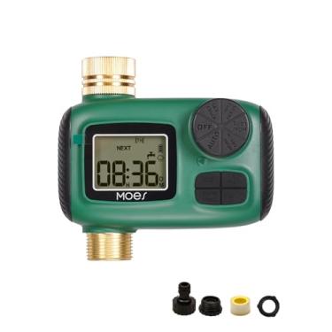 Imagem de MOES Temporizador de irrigação, entrada e saída de latão, controlador de irrigação automático programável, atraso de chuva, rega manual, temporizadores de mangueira de água de 1 zona para jardins