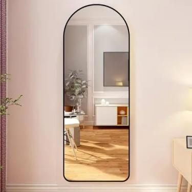 Imagem de Espelho Oval Moldura Preto Sala Quarto Hall 100x30 Grande Decorativo