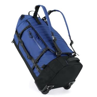 Imagem de Mala de viagem dobrável de 86L com alças removíveis, bolsa esportiva impermeável com base acolchoada, P - azul escuro, 86L, Viagens