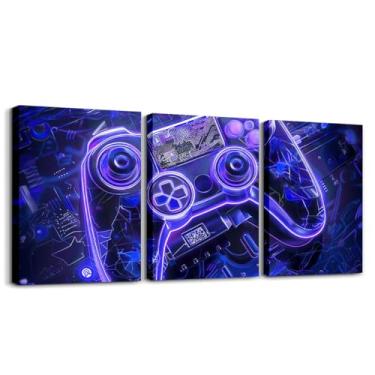 Imagem de Feelyou Pintura de parede de gamer infantil impressões galáxia imagem de jogos decoração de parede meninos meninas moderno console de jogos arte de parede para sala de estar quarto gamepad