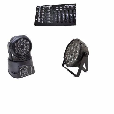 Imagem de Kit 1 Par Led Slim 18X12W Full+ 1 Mini Wash 18X3W+ Dmx 512