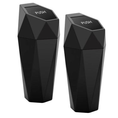 Imagem de Lata de Lixo para Carro Ginsco com Tampa e 2 Mini Porta-Copos - Preta