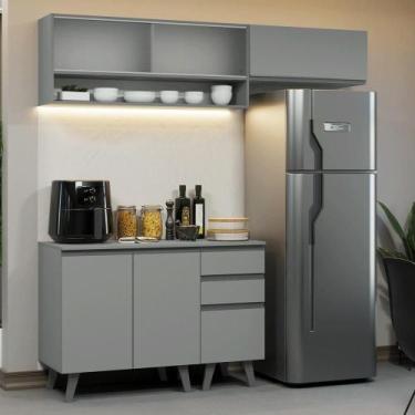 Imagem de Armário De Cozinha Compacta 200cm Nice Madesa Xa13 Cinza