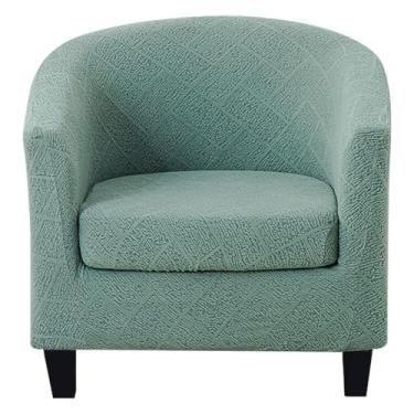 Imagem de Lussenwert Capa para cadeira de clube, 2 peças, jacquard, capa para cadeira de banheira redonda, capa de poltrona removível, capa de sofá, protetor de móveis para sala de estar, verde claro