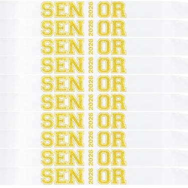 Imagem de NAUXIUDSJS Faixa Senior 2026 Glitter Letters Pacote com 10 Faixas de Celebrações de Formatura Classe de 2026 Finalmente Formada Líder de Torcida Decorações de Festa Suprimentos, Ouro Branco