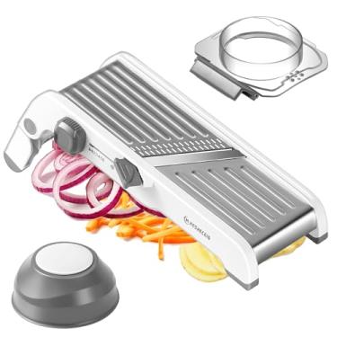 Imagem de Fatiador Mandoline 24 em 1 com lâmina de corte de waffle, fatiador mandril ajustável para cozinha, fatiador de alimentos mandril seguro, bandolim, cortador de alimentos - cortador de batata, tomate