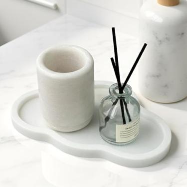 Imagem de EXCHUES Bandeja de joias, bandeja de mármore natural, presente de bandeja de nuvem, pedra estética para decoração de quarto, suporte de prato e anel, ideal para armazenamento diário de joias (mármore