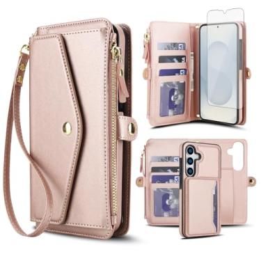 Imagem de Capa de celular para Samsung Galaxy S25 Plus S25+ 5G capa carteira compatível com Magsafe RFID protetor de tela transversal alça flip suporte para cartão slot celular S25Plus 25S + S 25 25+ SM-S936U