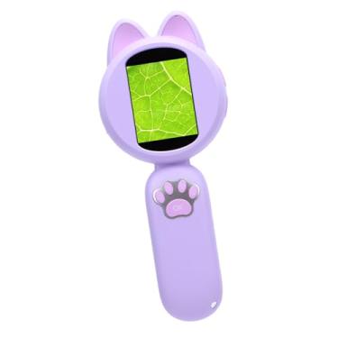 Imagem de Yunir Microscópio Digital Portátil, Lupa Eletrônica 300 Fotos Armazenamento Construído Em Jogos 4x Zoom para Estudante para Experimentos Científicos (Roxo)