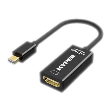 Imagem de Kyper USKyper-4777 1 pacote com adaptador Mini DisplayPort para HDMI banhado a ouro 4K Mini DP compatível com Thunderbolt MacBook Pro, MacBook Air, Mac mini, Microsoft Surface Pro 3/4 (1, preto)