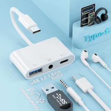 Imagem de Adaptador de fone de ouvido USB C para conector auxiliar de 3,5 mm para iPad Pro/iPhone 15 16,3 polegadas 1 tipo C para conector de 3,5 mm divisor de fone de ouvido com carregamento rápido de 60 W +
