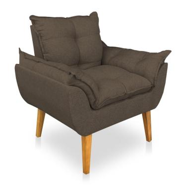 Imagem de Poltrona Opala Decorativa Luxo Linho Marrom Sky Mobile