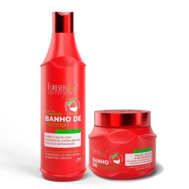 Imagem de Kit Shampoo e Máscara Banho de Verniz Morango Forever Liss