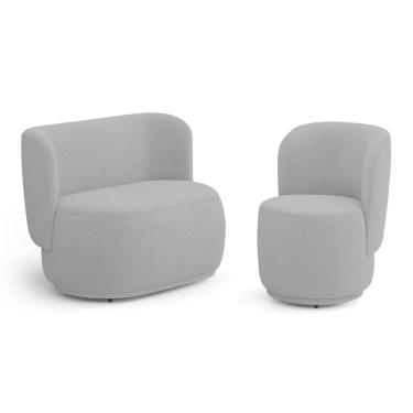 Imagem de Poltrona e Namoradeira Orgânica Molly Bouclê Cinza Claro - Desk Design