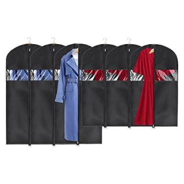 Imagem de Sacos para roupas pendurados Univivi Bolsa de terno para armazenamento e viagem 40/50 polegadas, (conjunto de 6) protetor anti-traça, capa lavável para camiseta, jaqueta, ternos, vestidos, casacos