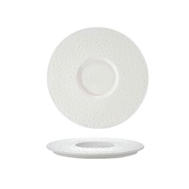 Imagem de Prato de bife requintado resistente a altas temperaturas de cerâmica simples de cor sólida estilo nórdico - prato de sobremesa de 25,4 cm - branco brilhante