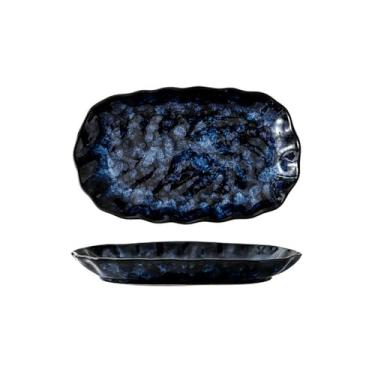 Imagem de Forno de cerâmica doméstico estilo japonês muda personalidade criativa tigela de arroz requintada - prato de peixe de 30 cm