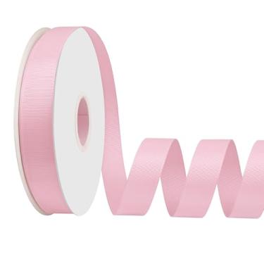 Imagem de LoomJoyz Fita de gorgorão rosa claro com face dupla 1,7 cm × 50 metros para embrulho de presente, costura, laço de cabelo, buquê de flores, artesanato, casamentos, arranjos florais